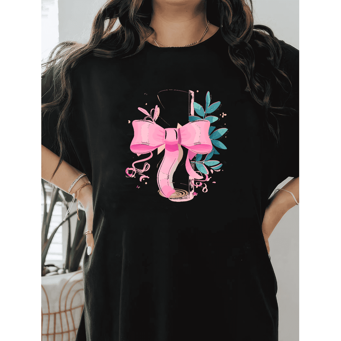 Casual Women's Cotton T-Shirt with Bow Detail - Trendy and Comfortable for Every Season