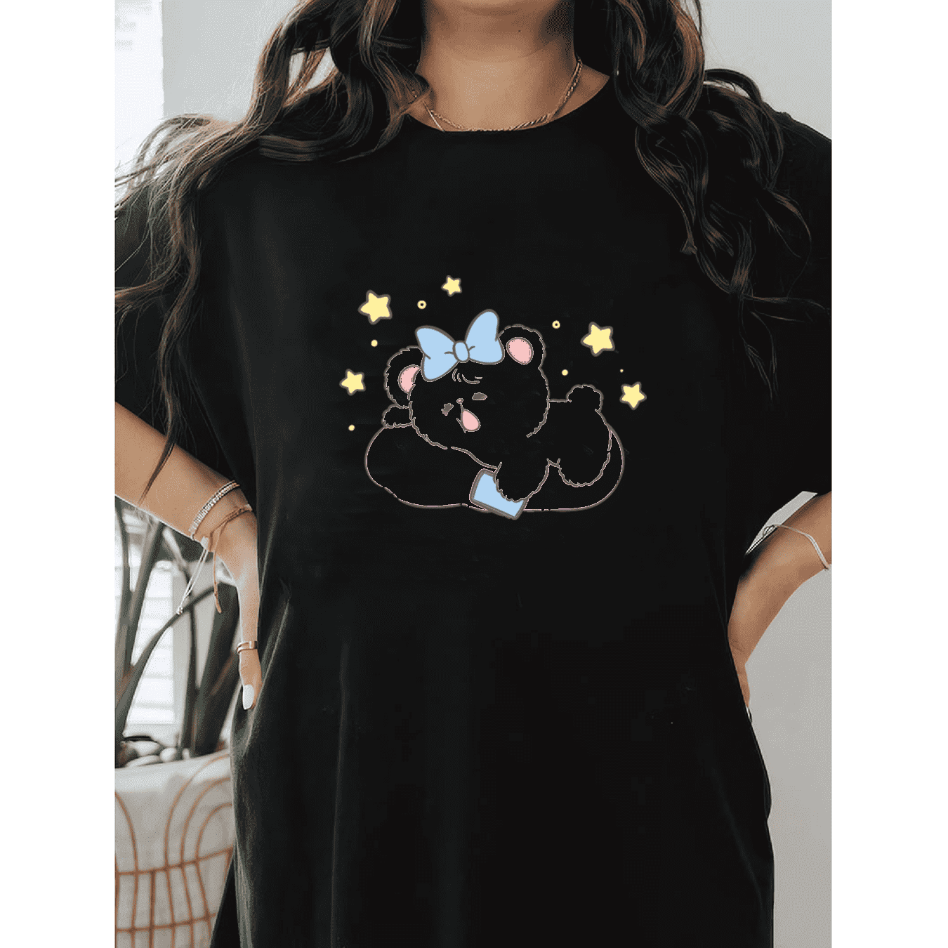 Casual Women's Cotton T-Shirt with Bow Detail - Trendy and Comfortable for Every Season