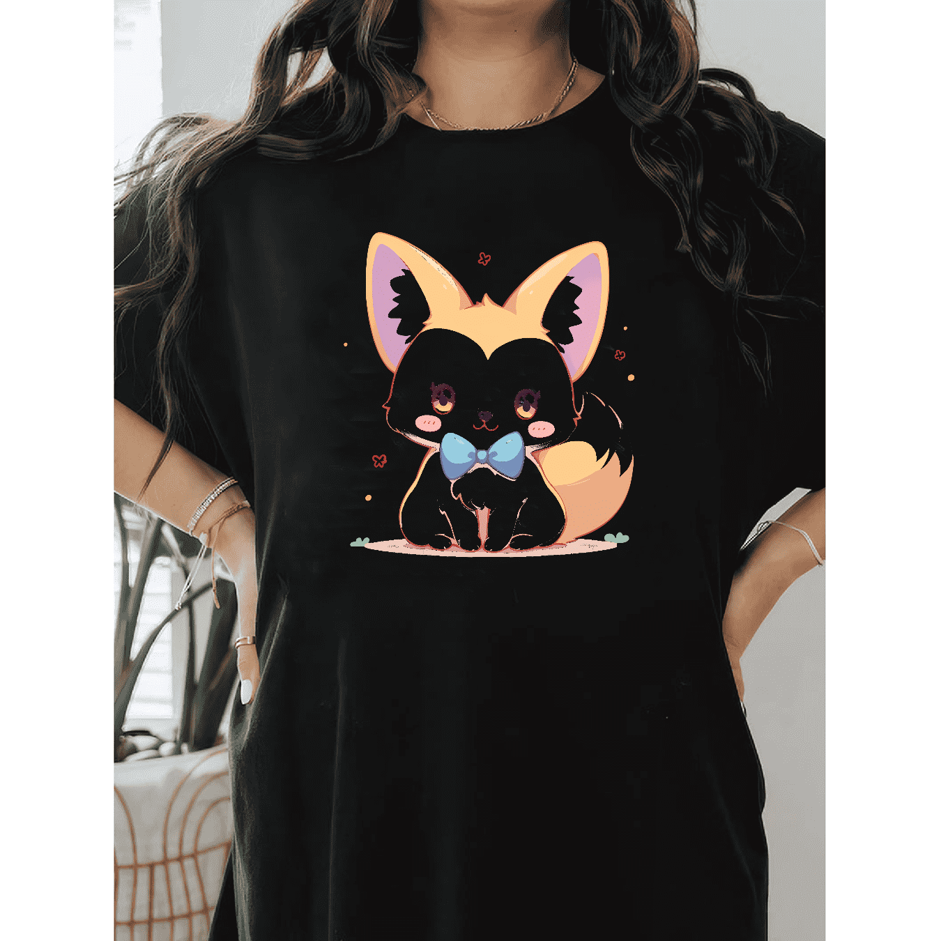 Casual Women's Cotton T-Shirt with Bow Detail - Trendy and Comfortable for Every Season
