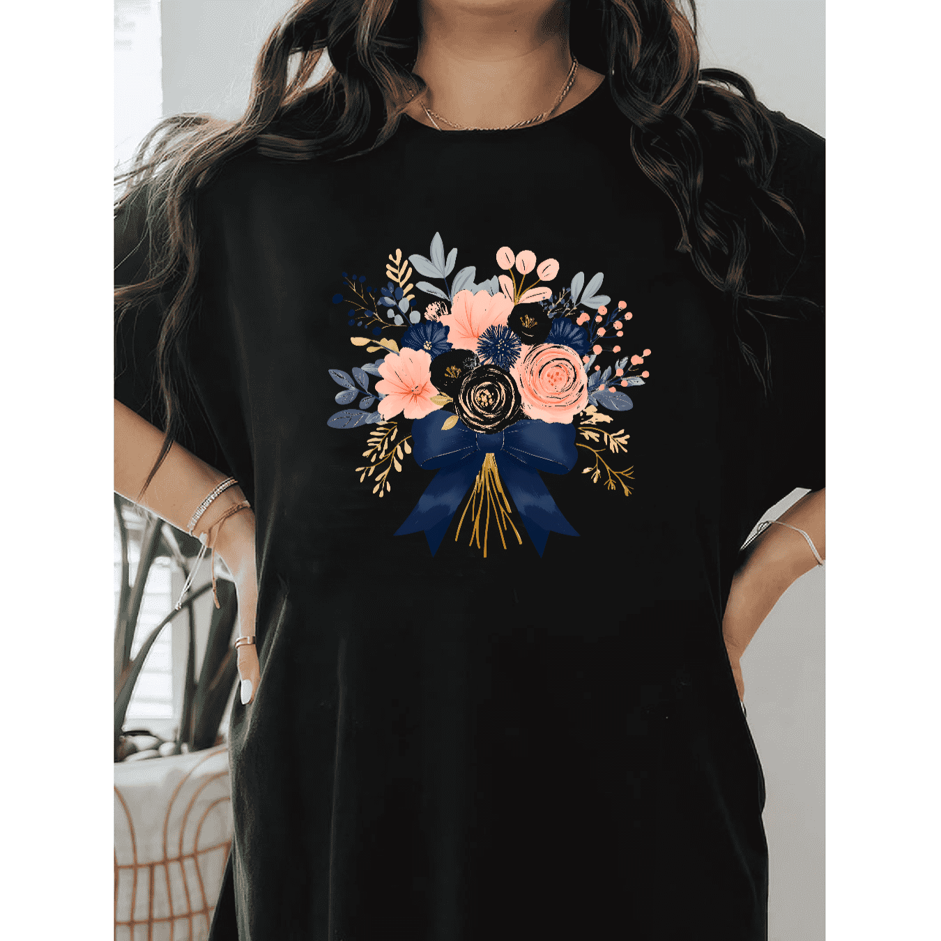 Casual Women's Cotton T-Shirt with Bow Detail - Trendy and Comfortable for Every Season