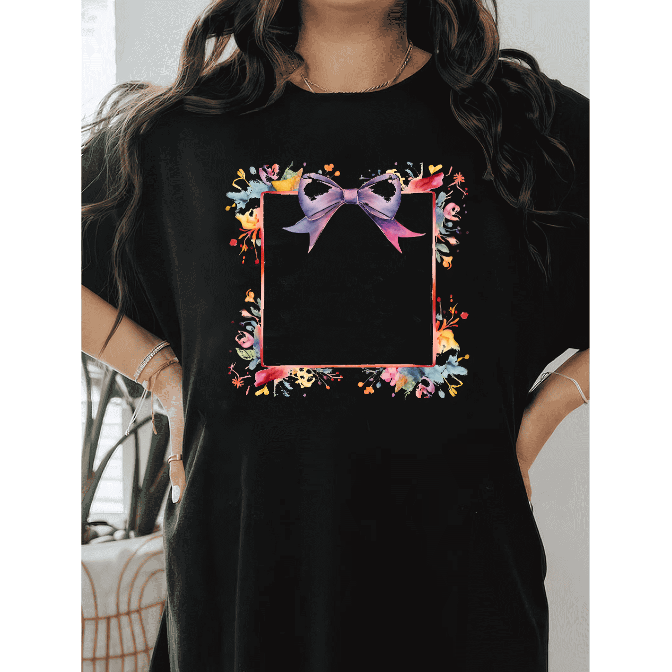 Casual Women's Cotton T-Shirt with Bow Detail - Trendy and Comfortable for Every Season