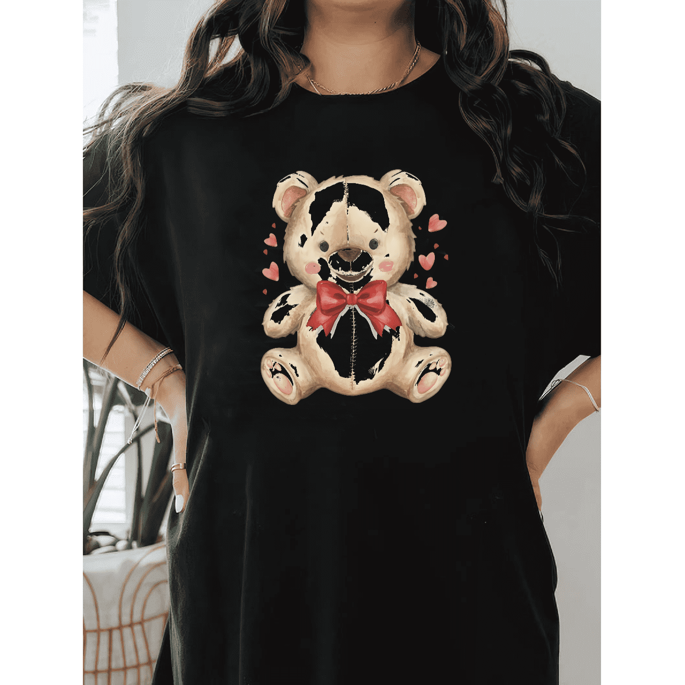 Casual Women's Cotton T-Shirt with Bow Detail - Trendy and Comfortable for Every Season