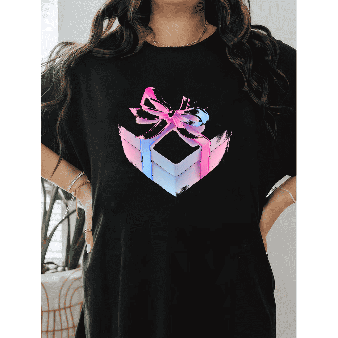 Casual Women's Cotton T-Shirt with Bow Detail - Trendy and Comfortable for Every Season