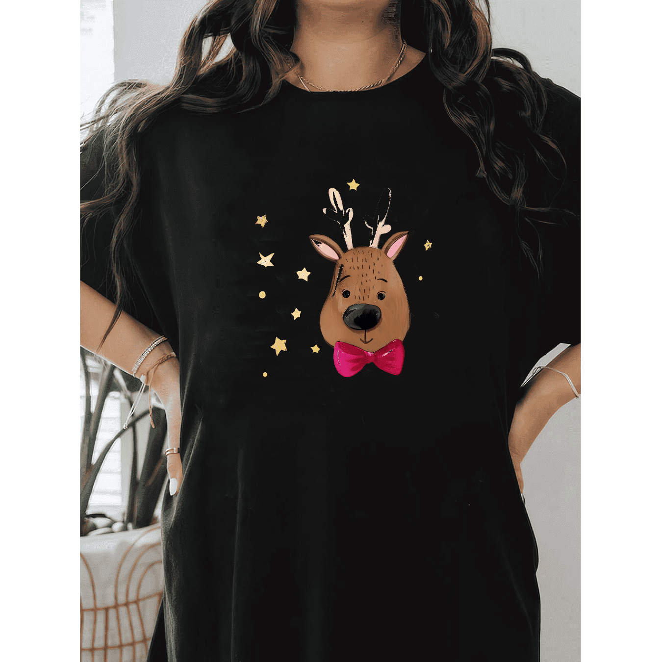 Casual Women's Cotton T-Shirt with Bow Detail - Trendy and Comfortable for Every Season