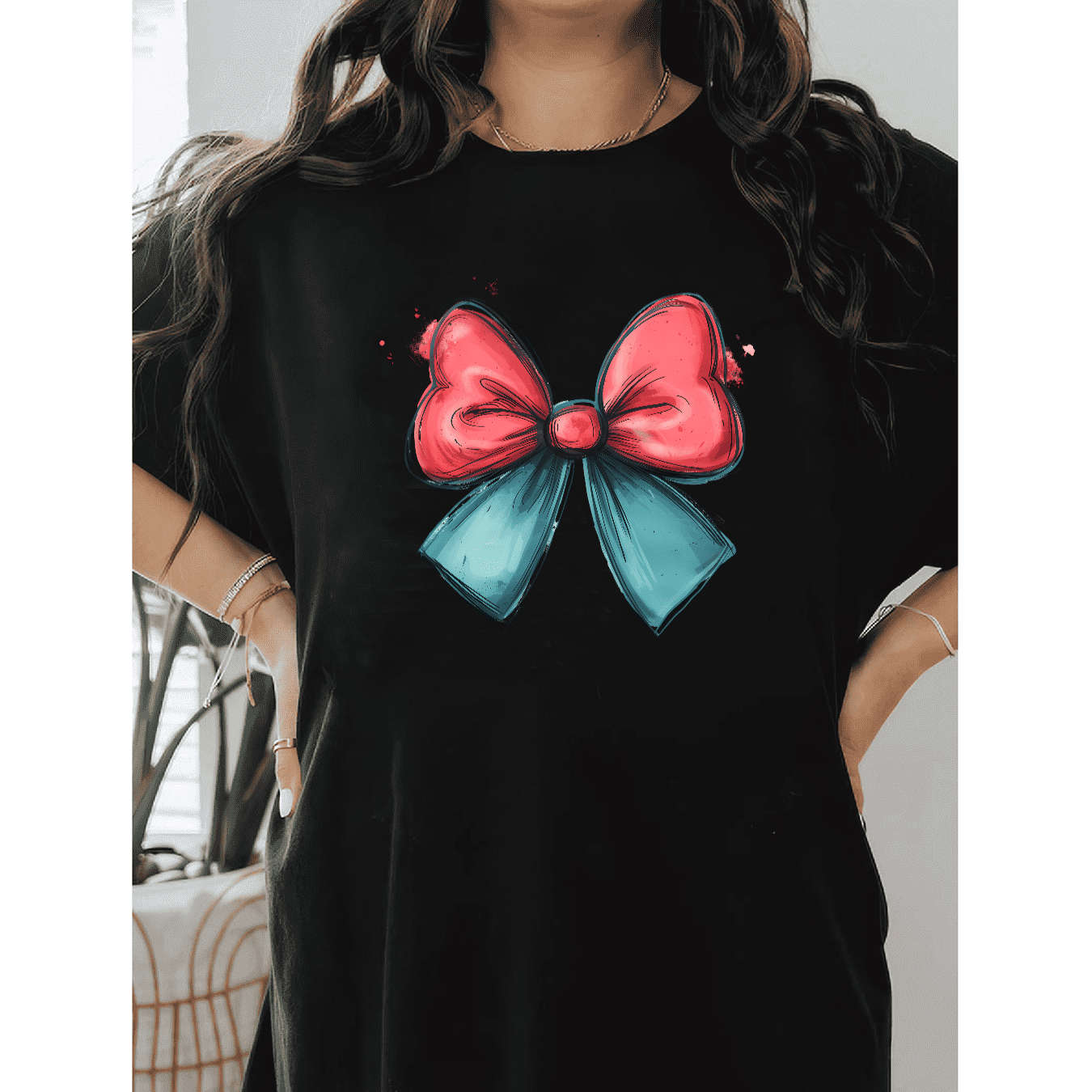 Casual Women's Cotton T-Shirt with Bow Detail - Trendy and Comfortable for Every Season