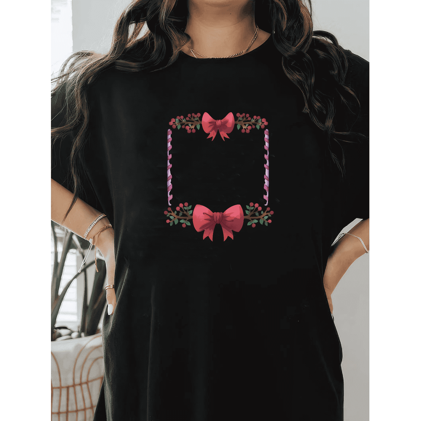 Casual Women's Cotton T-Shirt with Bow Detail - Trendy and Comfortable for Every Season