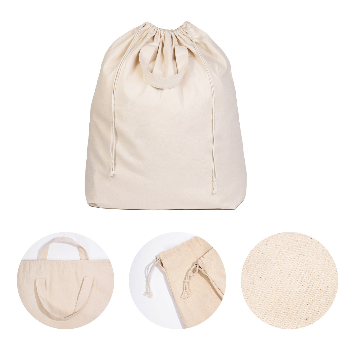 Canvas Laundry Bag with Handles – Heavy Duty Cotton Drawstring Bag