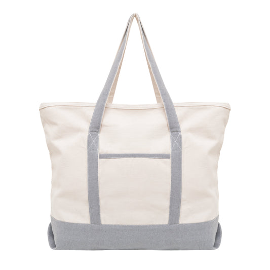 Extra Large Canvas Tote Bag with Zipper | Organic Cotton