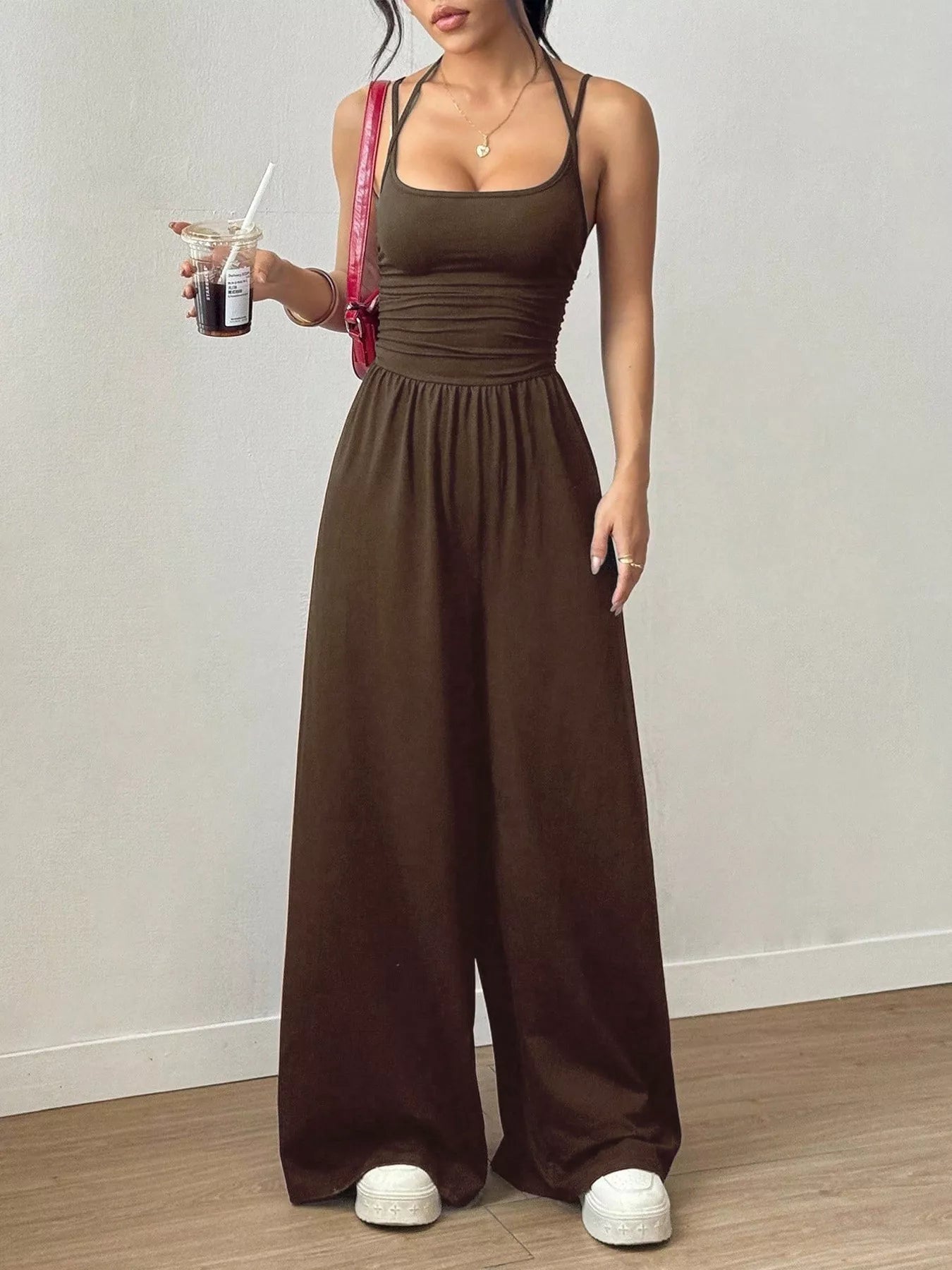 Spaghetti Strap Wide Leg Jumpsuit