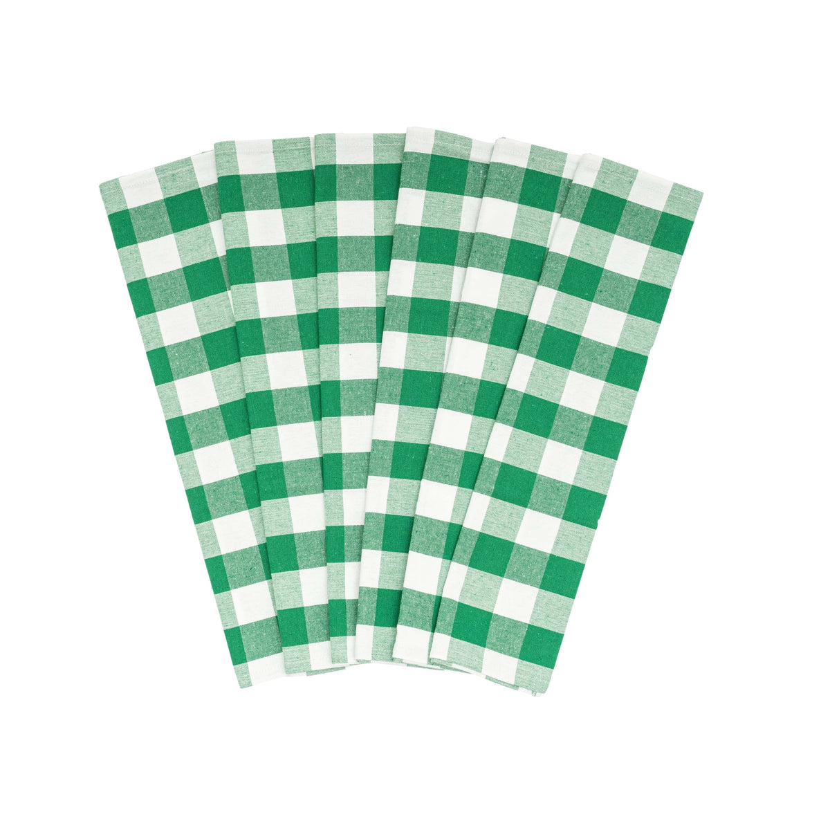Plaid Kitchen Towels Set of 6 – 100% Organic Cotton, 20x28"