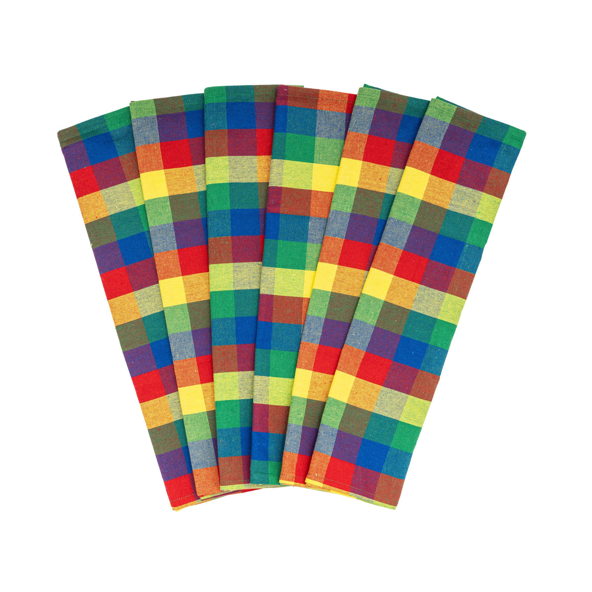 Plaid Kitchen Towels Set of 6 – 100% Organic Cotton, 20x28"