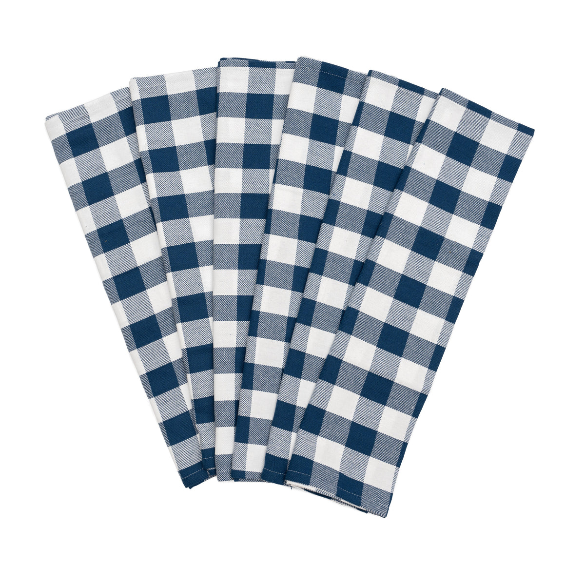 Plaid Kitchen Towels Set of 6 – 100% Organic Cotton, 20x28"
