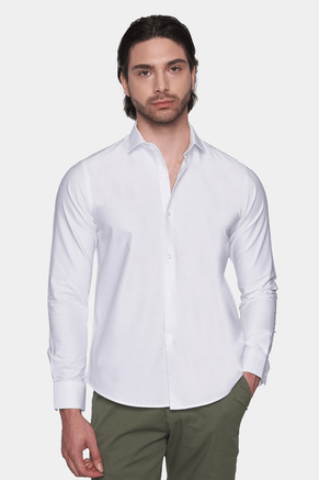 Premium Cotton Dress Shirt (White) - Zenvyra Collective