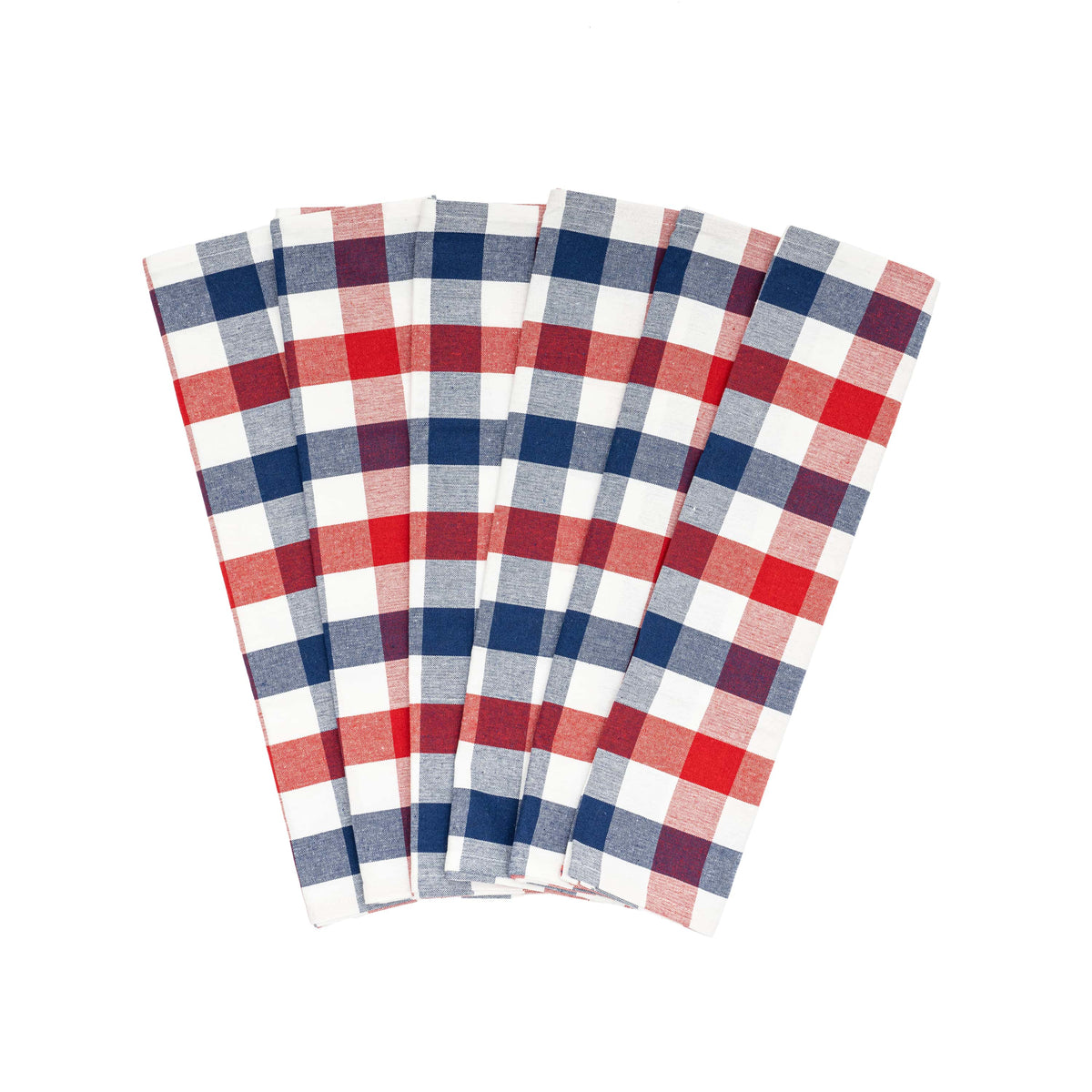 Plaid Kitchen Towels Set of 6 – 100% Organic Cotton, 20x28"