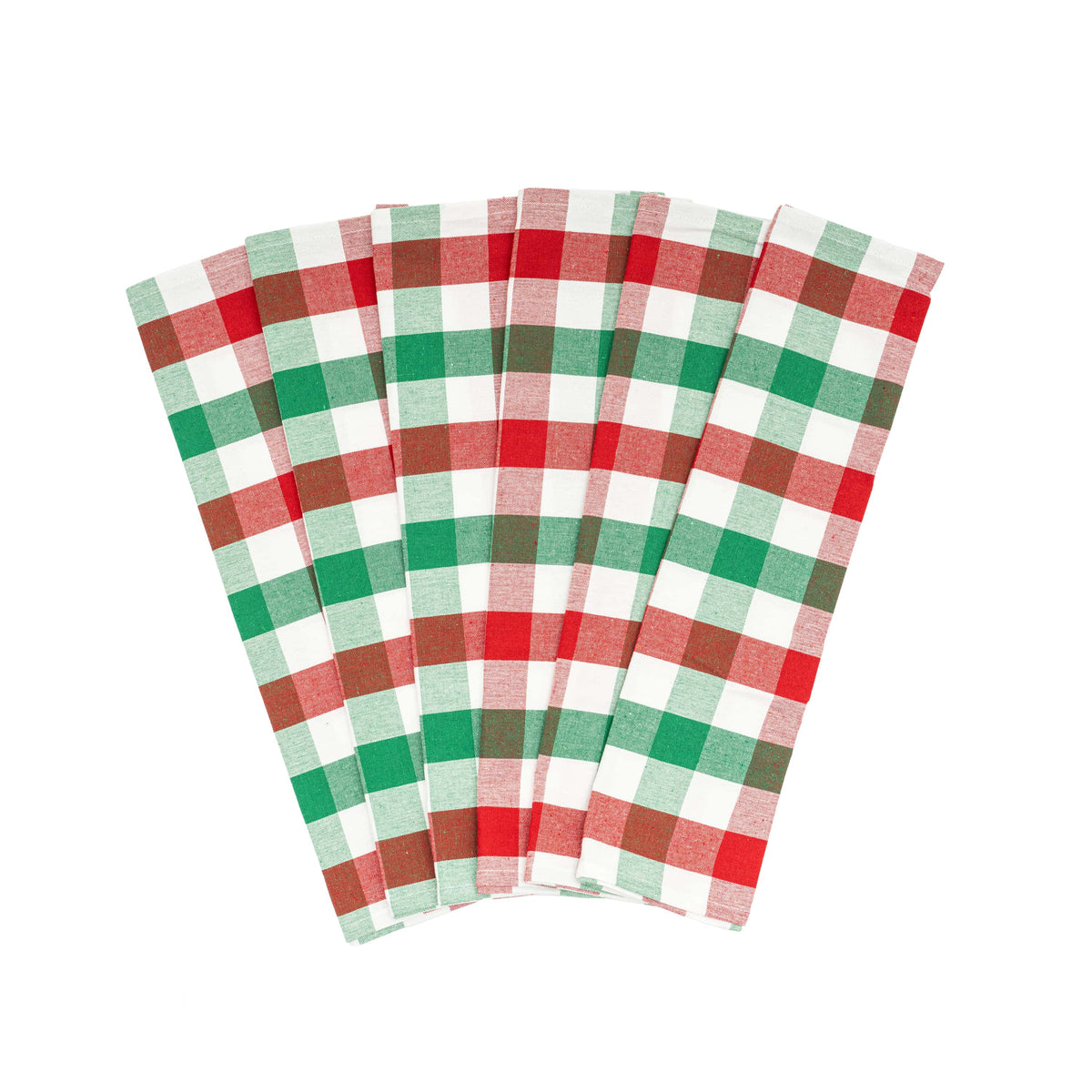 Plaid Kitchen Towels Set of 6 – 100% Organic Cotton, 20x28"