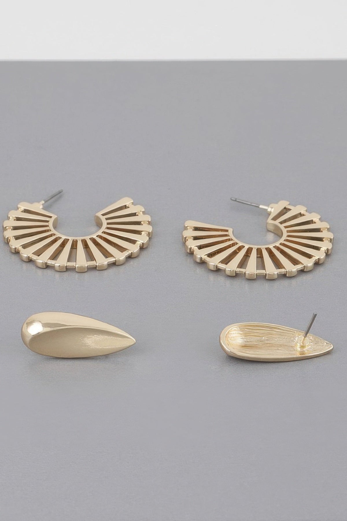 Sunray Flat Hoop Earrings Set